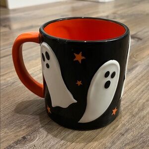Halloween Ghost Mug with Orange Handle